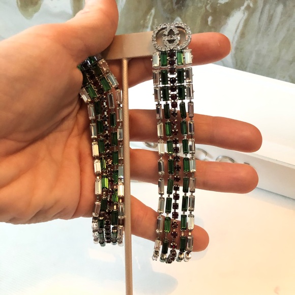 Rare Gucci Crystal GG Long Dangle Earrings - Picture 6 of 8